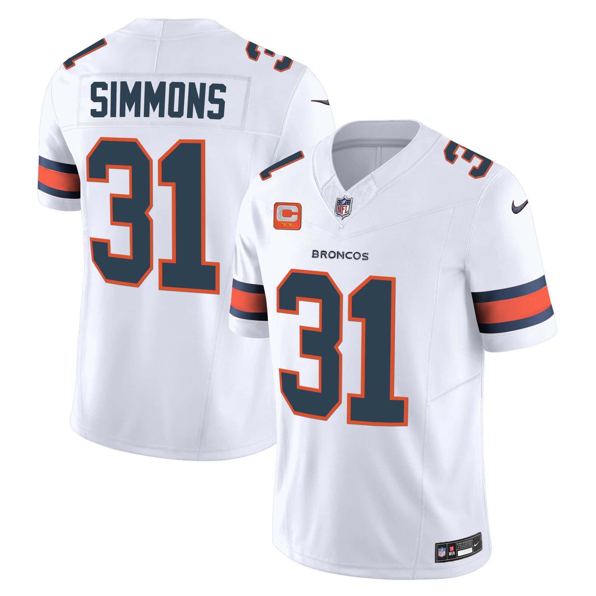 Men Denver Broncos #31 Simmons White 2024 Nike Vapor Limited NFL Jersey style 1->indianapolis colts->NFL Jersey